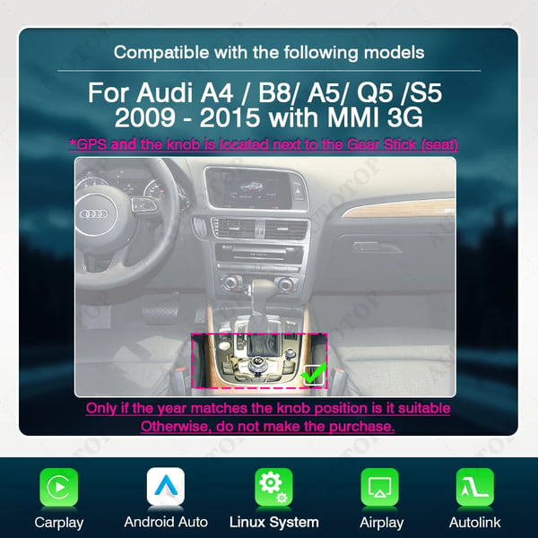 CarPlay-gränssnitt, Smartphone-integration, Plug & Play-installation,För mmi 3g