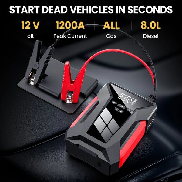 Bil Jump Starter, Luftkompressor, Power Bank,28000mAh
