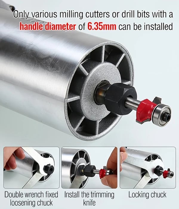 Træbeskærer, 800W Motorstyrke, 30000 RPM Hastighed, 6.35mm Klemclip, Aluminiumlegering Krop, CE Certificeret
