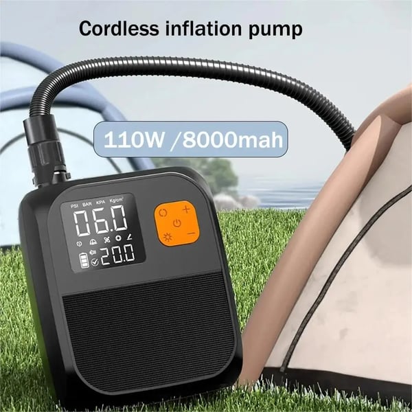 Bærbar Elektrisk Dækpumpe, 8000mAh Batteri, 25 PSI Maksimalt Tryk,8000mAh