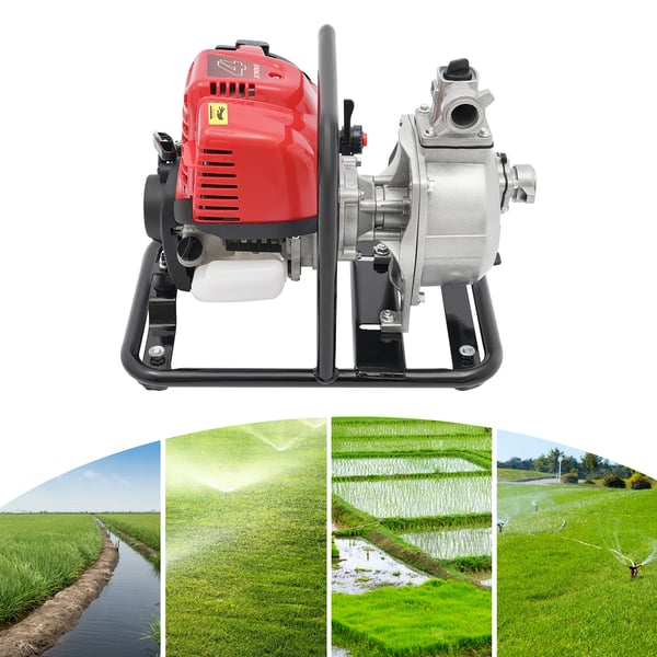 Vandoverførselspumpe, 1200W Effekt, 26,25 ft Sugeløft, 98,43 ft Total Vandløft, 38cc Motorvolumen, 35,66 gal/min Flow Rate