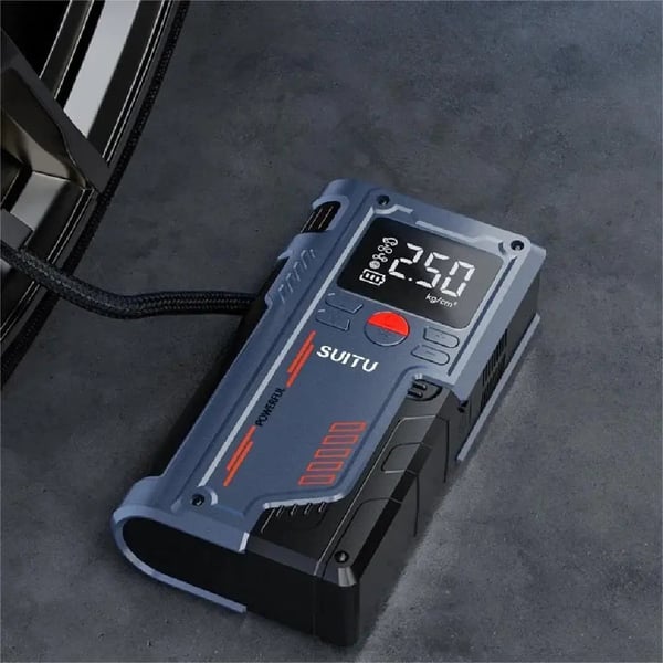 Bil Jump Starter, 20000 mAh Kapacitet, 150 PSI Luftkompressor, Letvægts 1234 g, 12V Udgangsspænding, Kompakt Design