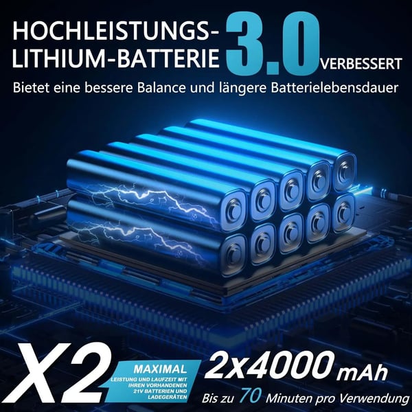 Kædesav, 8000mAh Batteri, Letvægtsdesign,Blå, to batterier, 8 inches