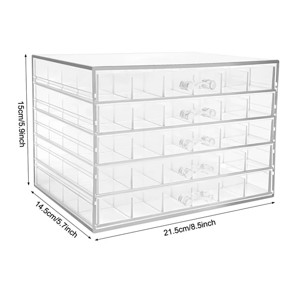 Organizer Kasse, Transparent Akryl, 120 Rum, 30 x 25 x 10 cm, Skuffesystem, Multifunktionel