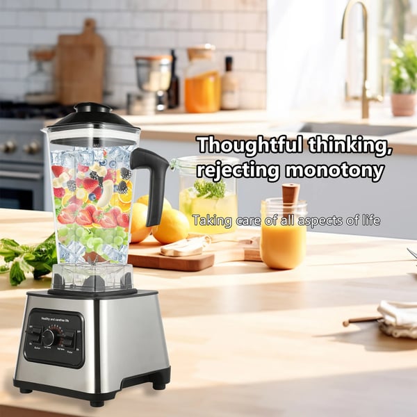 Tehokas tehosekoitin, 6000W moottori, 2,5L kapasiteetti,2,5 l, Eu plug in Finnish is "Eu-plugi".