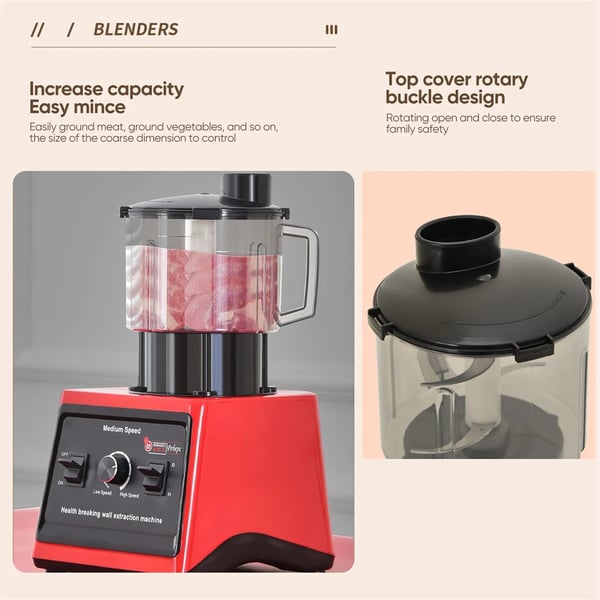 Elektrisk Blender, 9500W Effekt, 15 Hastighedsindstillinger,3L + 1.5L + 0.5L, EU stik