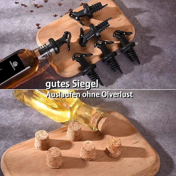 Olja Dispenser Set, 4 Flaskor, Precision Hällpipar,Oljeflaska med hållare