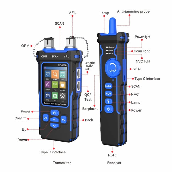 Netværkskabeltester, Multifunktionel Test, Genopladeligt Batteri,NF-8508