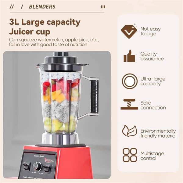 Elektrisk Blender, 9500W Effekt, 15 Hastighedsindstillinger,3L + 1.5L + 0.5L, EU stik