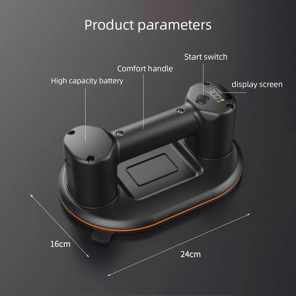 Elektrisk vakuum sugekop, 300 kg belastningsevne, ergonomisk design,Sort
