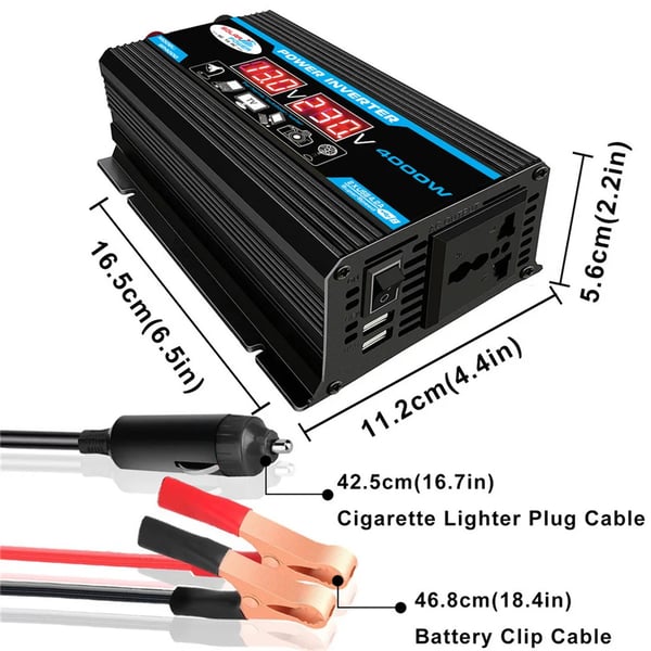 Ren Sinus Bølge Inverter, Dobbelt USB, Intelligent Kølesystem,4000W