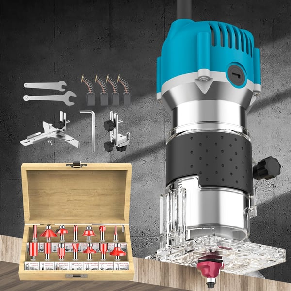 Träfräs, Kraftfull 800W Motor, Transparent Bas,pappkartong