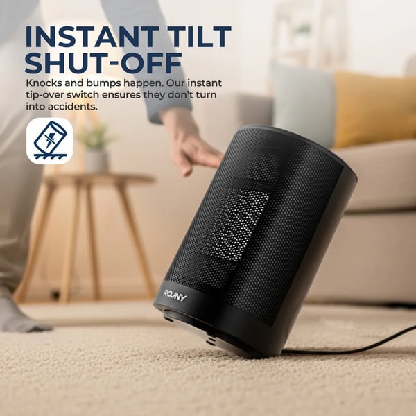 Rumvarmer, Hurtig Opvarmning, Oscillerende Varmefordeling,1200W, sort