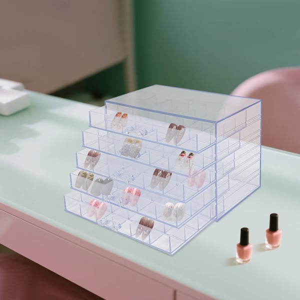 Organizer Kasse, Transparent Akryl, 120 Rum, 30 x 25 x 10 cm, Skuffesystem, Multifunktionel