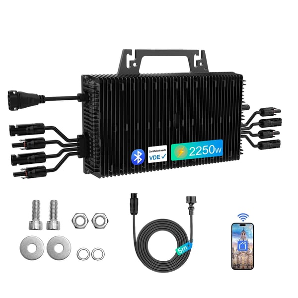 Solarmikroinverter, Trådløs Forbindelse, Robust Ydeevne,190-270V, 16-60V, NBQ 2250W