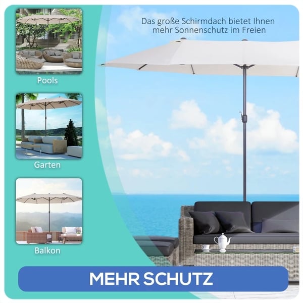 Udendørs Parasoll, 455x270cm Dimensioner, Ø2.7m Sideparasol, 12.5kg Vægt, Samling Installation, Robust Metalramme