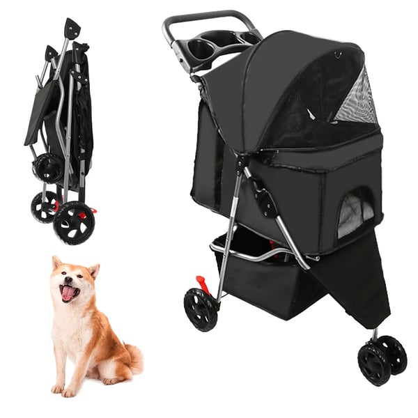 Pet Barnevogn, Praktisk Design, Behageligt Interiør, Sikkerhedsfunktioner,sort