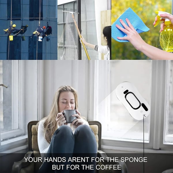 Fönsterputsrobot, Fjärrkontroll, Ultraljudsvattenstråle,VIT