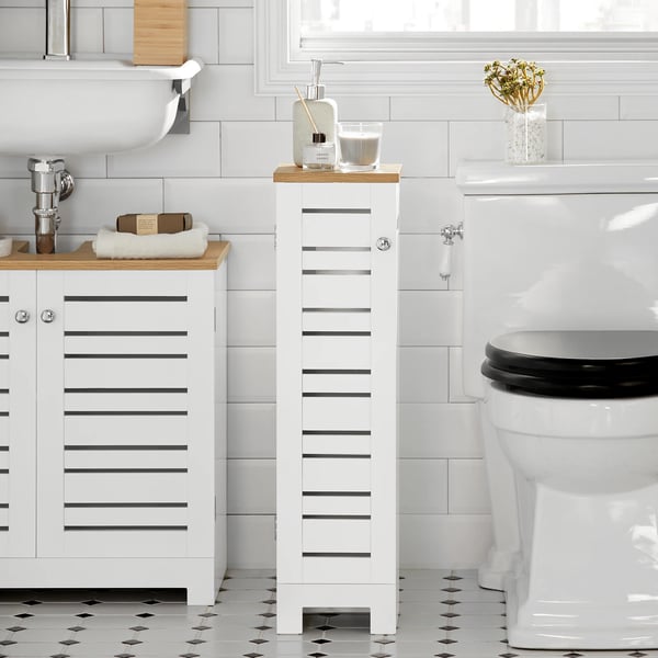 Toiletpapir Opbevaring, Pladsbesparende Design, Holdbar MDF Konstruktion,HVID