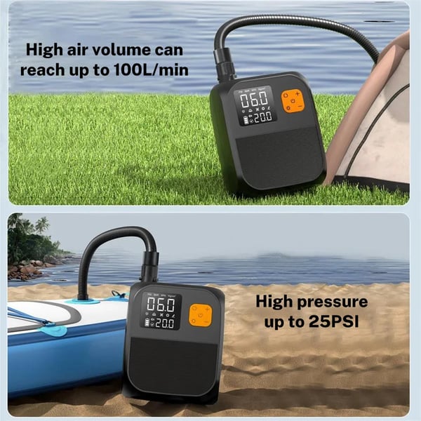 Bærbar Elektrisk Dækpumpe, 8000mAh Batteri, 25 PSI Maksimalt Tryk,8000mAh