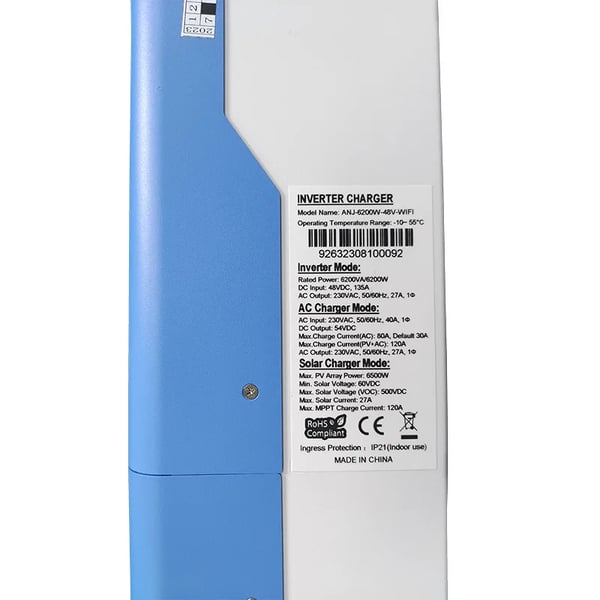 Sol inverter, 120A MPPT, WiFi overvågning,ANJ-6200W-48V-WIFI, 220-240V, 48V