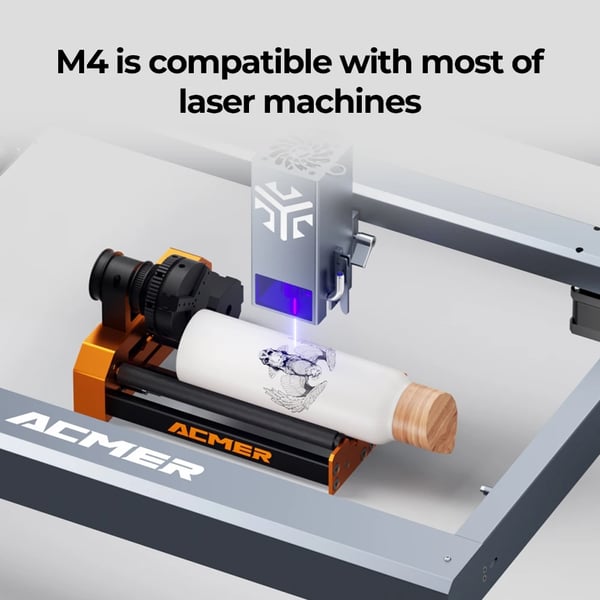 Lasergravering Rotationsmodul, 360° Rotation, Multifunktionelt Design,M4 Rotary og Chuck