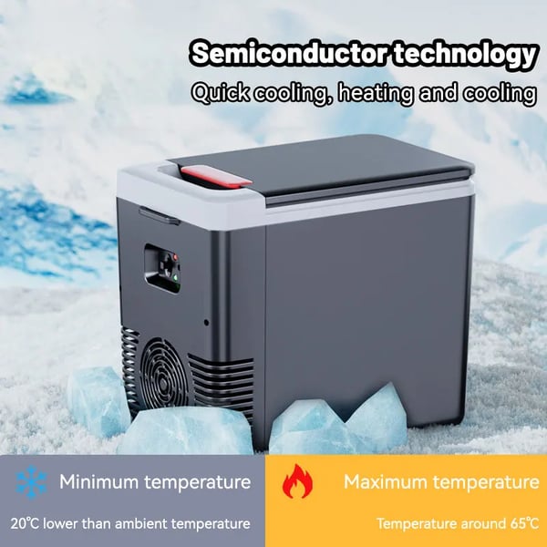 Mini Køleskab, 6-10 Liter Kapacitet, 12V DC og 220V AC Kompatibel, 45 Watts Effekt, Køling Under 20°C, Opvarmning Op Til 65°C