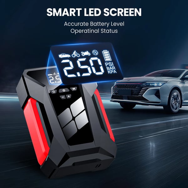 Bilbatteri Jump Starter, Bærbar Power Bank, Luftkompressor,28000mAh