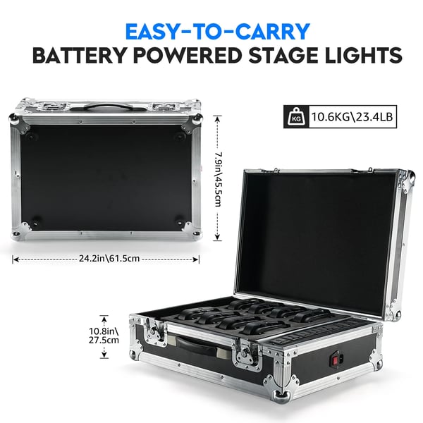 Flight Case, Premium Læder, 61 cm x 44 cm x 24,5 cm, Kompatibel med Genopladelige Par Lygter, Vægt: 10,19 kg, Effekt: 18 W