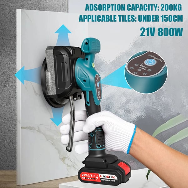 Flise Lægger Maskine, Spænding 21V, Effekt 3500W, Vibrationsfrekvens 72000RPM, Sugekop Diameter 125mm, Adsorptionskapacitet 200kg