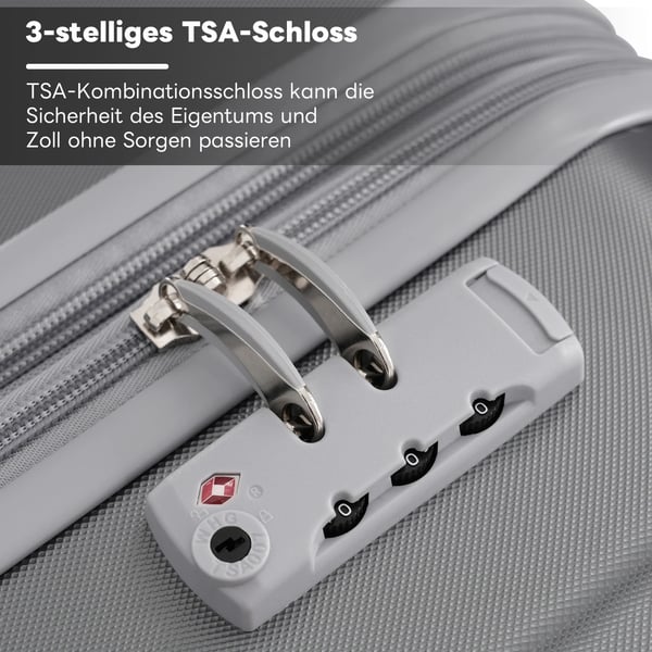 Bagagesæt, 4-delt sæt, udvideligt design, TSA-lås, 360° dobbelthjul, holdbart ABS-materiale