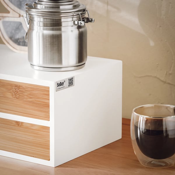 Kaffekapselorganisator, Holdbart MDF og Bambus, Pladsbesparende Design,HVID