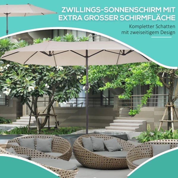Udendørs Parasoll, 455x270cm Dimensioner, Ø2.7m Sideparasol, 12.5kg Vægt, Samling Installation, Robust Metalramme