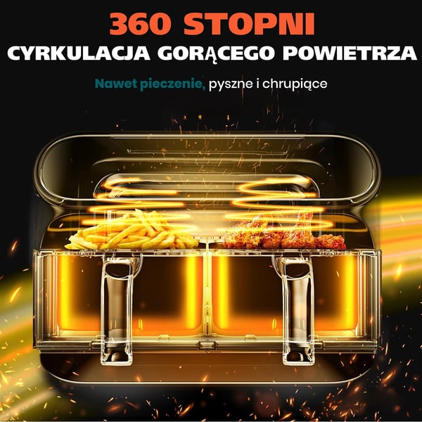 Air Fryer, 9L Kapacitet, Dobbelt Kurv Design,EU, Ovn Air Fryers