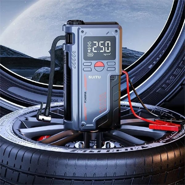 Bil Jump Starter, 20000 mAh Kapacitet, 150 PSI Luftkompressor, Letvægts 1234 g, 12V Udgangsspænding, Kompakt Design