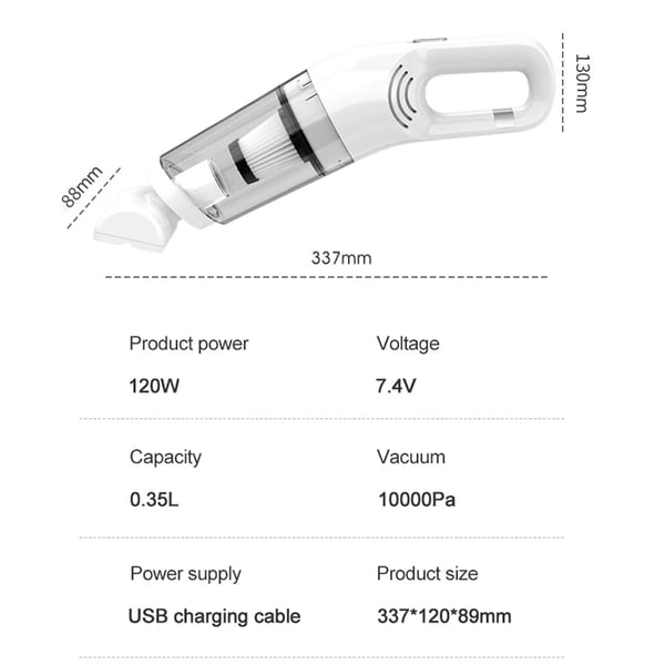 Støvsuger, Bærbar Håndholdt, USB Genopladelig,sort
