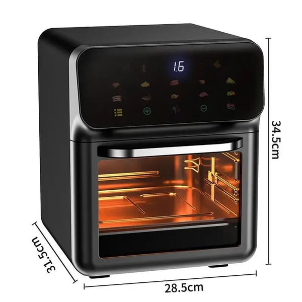 Ilmafriteeri, 10L kapasiteetti, 360° konvektiokeitto,EU, FD-1015B Musta Harmaa
