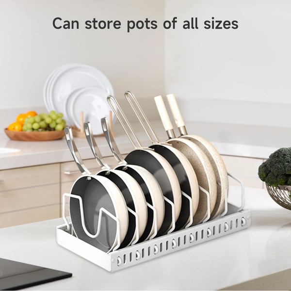 Gryder og Pander Organizer, Utrækkelig Låg Rack, Pladsbesparende Design,1 STK, 1-niveau, 42*21*3.2CM