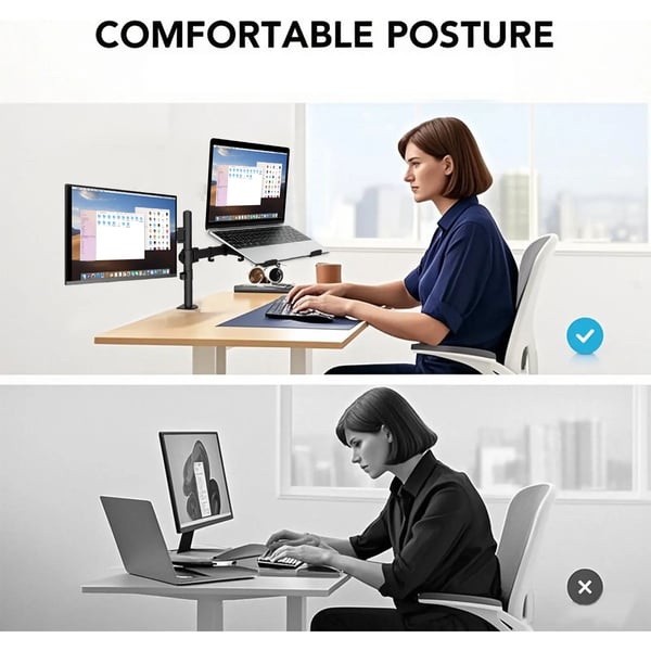 Näyttöteline, ergonominen muotoilu, säädettävä korkeus,musta