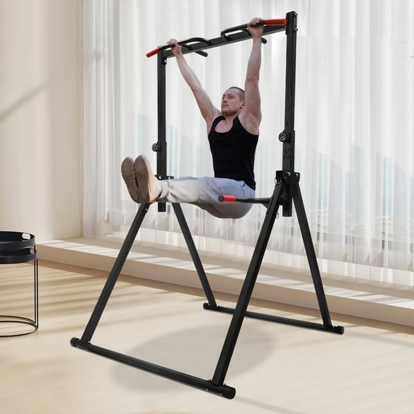 Pull Up Bar, 200 kg kapacitet, justerbar højde, foldbart design, holdbar stål konstruktion, stabil trekantet struktur