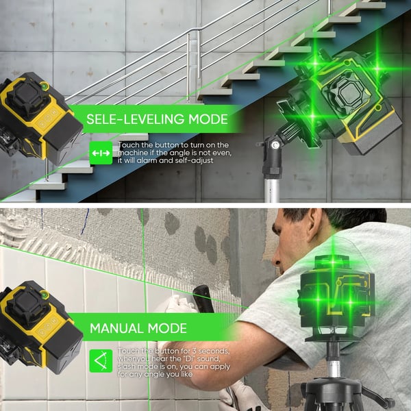 Laser Niveau, 16 Linjer, Fjernbetjening Funktion,Med 2XBattery