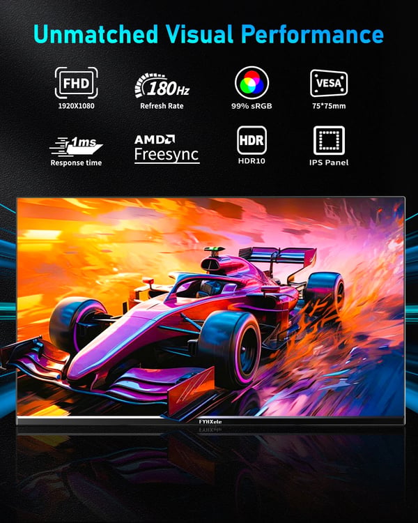 Gaming Monitor, 24" FHD Skærm, 180Hz Opdateringshastighed,24 1K 180hz