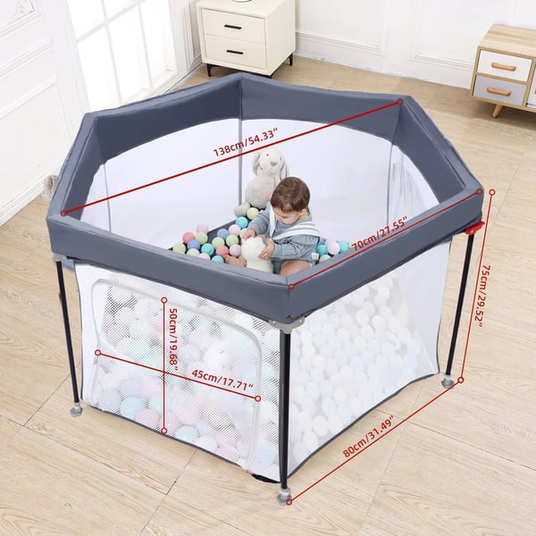 Lekställning, Fällbar Hexagon, Robust Design,GRÅ