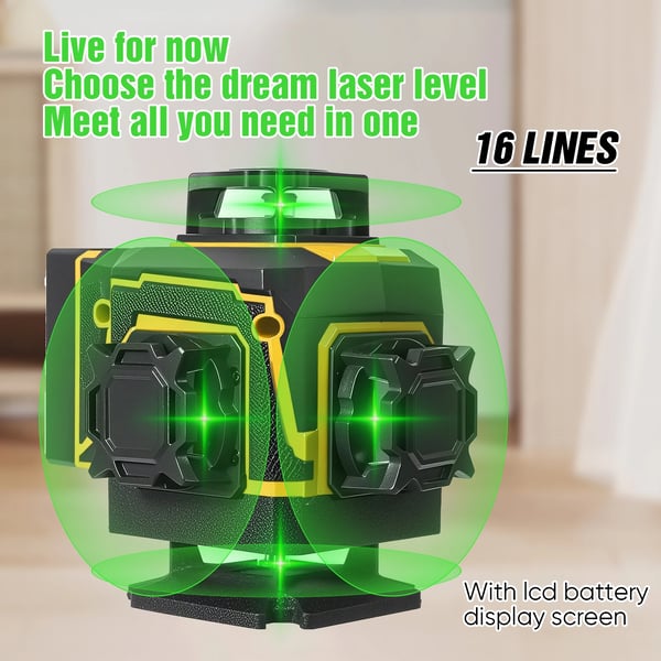 Laser Niveau, 16 Linjer, Fjernbetjening Funktion,Med 2XBattery