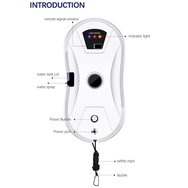 Vinduespudserrobot, Automatisk Vand Spray, Intelligent Navigation,HVID, EU, Ja