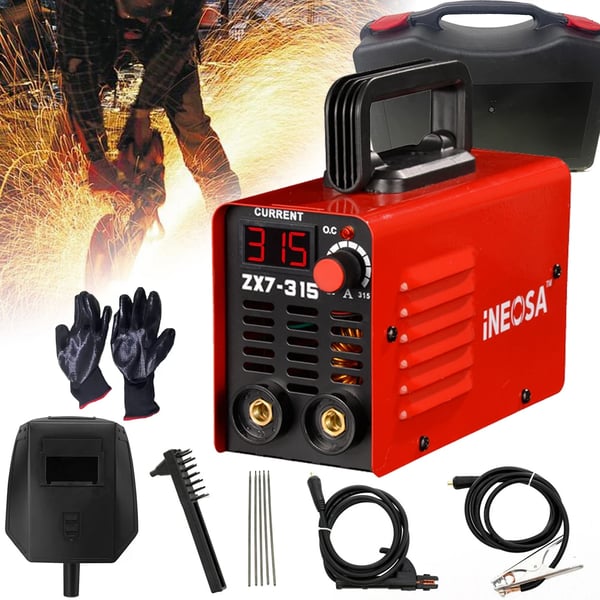 Svejs inverter, 315A kapacitet, 230V spænding, understøtter 1/16”-1/8” stænger, letvægts 3,6 kg, beskyttelsesfunktioner inkluderet