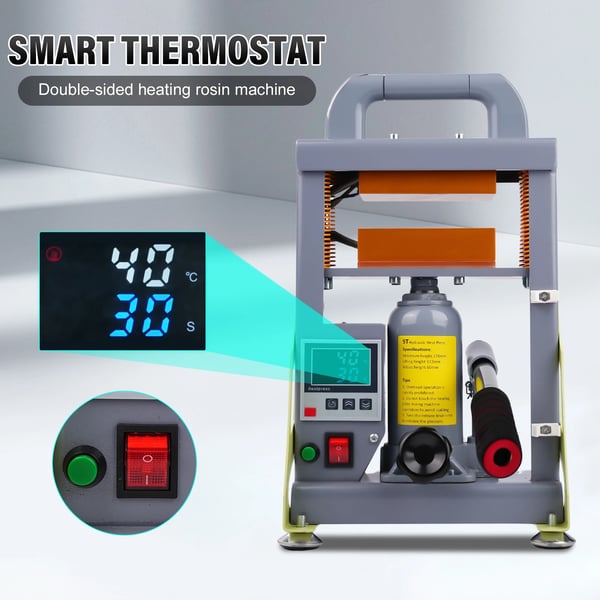 Manuel hydraulisk varmepresser, 600W energi, 5 tons trykkapacitet, smart LCD-kontrol, høj kvalitet rustfrit stålmateriale, kompakt og bærbart design
