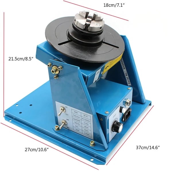 Rotary svejsepositioner, 10 kg kapacitet, 0-90° hældningsvinkel,220V, Blå