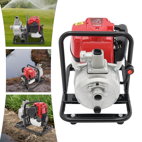 Vandoverførselspumpe, 1200W Effekt, 26,25 ft Sugeløft, 98,43 ft Total Vandløft, 38cc Motorvolumen, 35,66 gal/min Flow Rate