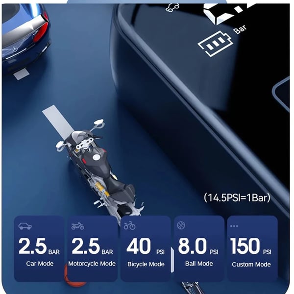 Däckpump, Bärbar Design, Intelligent Automatisk Stopp,Trådlös